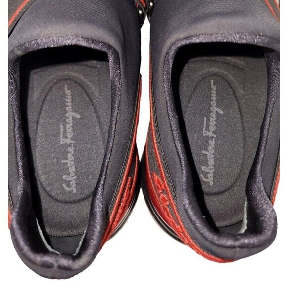 Salvatore Ferragamo Tylar Slip-On Low-Top Sneakers 42 9 M Mens Black Red New - Picture 7 of 14